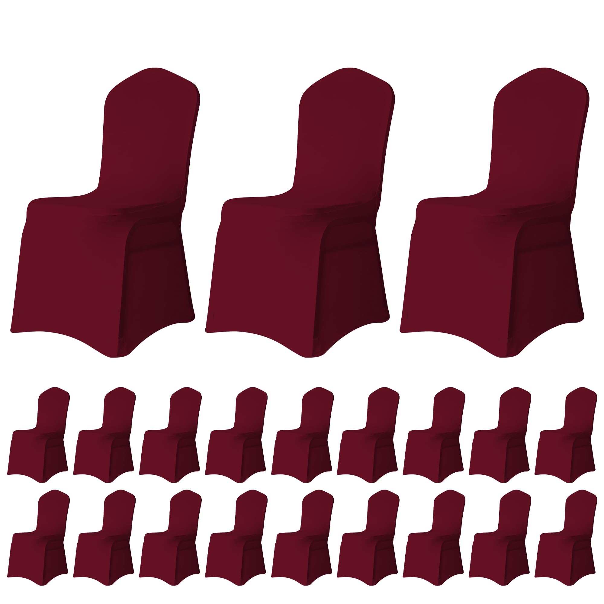 Trimming Shop Chair Cover Spandex Polyester Stretch Fabric Front Flat Dining Slipcovers Washable & Removable Wedding Chair Covers for Banquets Ceremony & Hotel Dinner (Burgundy, Pack of 50) โ image 1