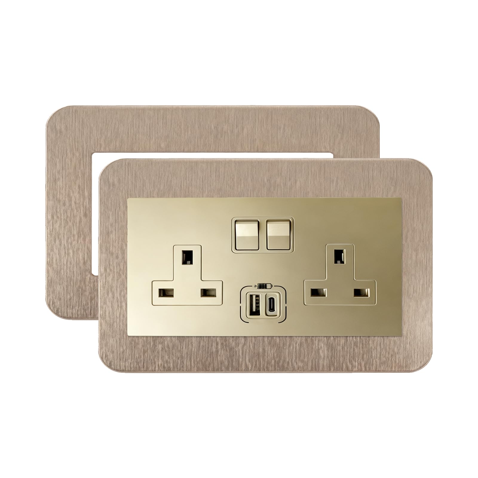 CANGCANG 2 Pcs Double Light Switch Cover Plates,Light Switch Surrounds,Surround Double Light Switch Cover,Switch Sticker Cover,WallFor Home Wall Switch Decoration (14.6cm x 8.6cm) (Champagne)