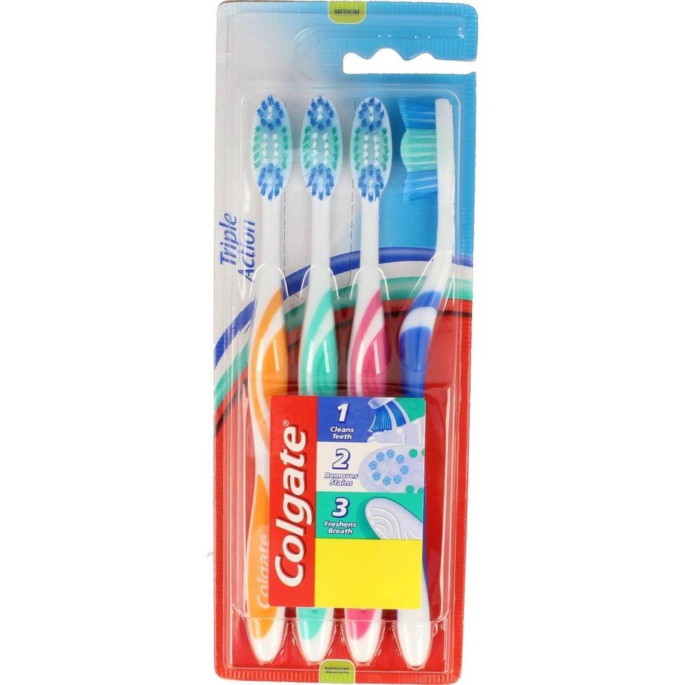 COLGATE Toothbrush Triple Action Medium Quadripacco 4 PIECES