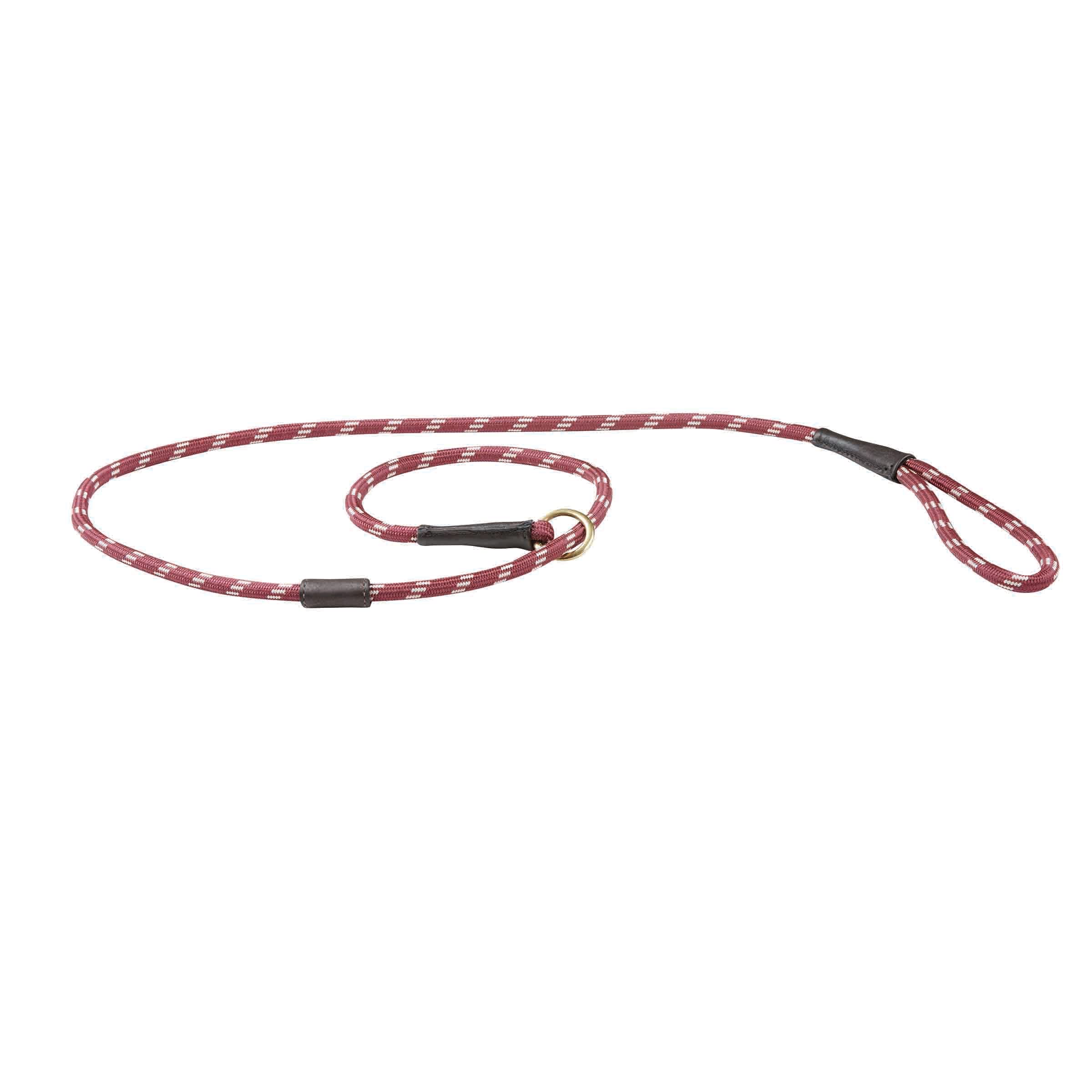 WeatherBeeta Rope Leather Slip Dog Lead, Burgundy/Brown, Large