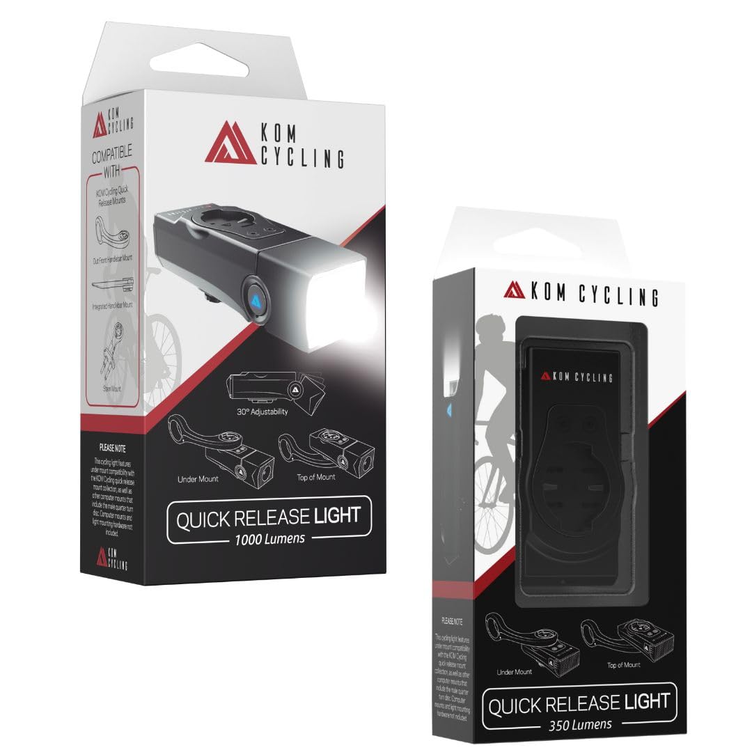 Quick Release 1000 and 350 Lumen Bike Front Light Bundle by KOM