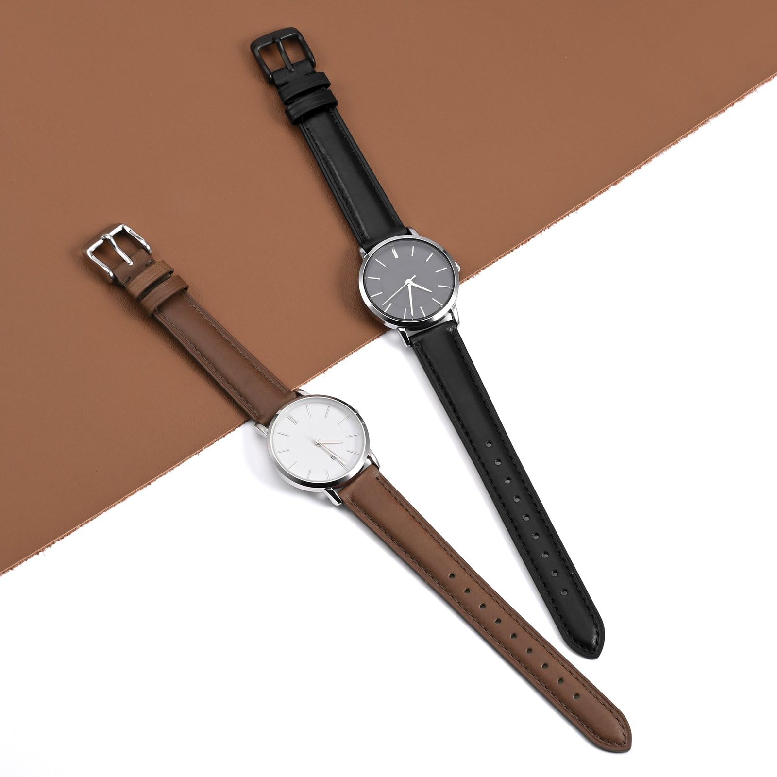 BISONSTRAP Eleganti Cinturino per Orologi in Pelle, Sgancio Rapido, Cinturino da Donna e da Uomo, Compatibili con Anse dell'orologio da 12mm 14mm 15mm 16mm 18mm 20mm