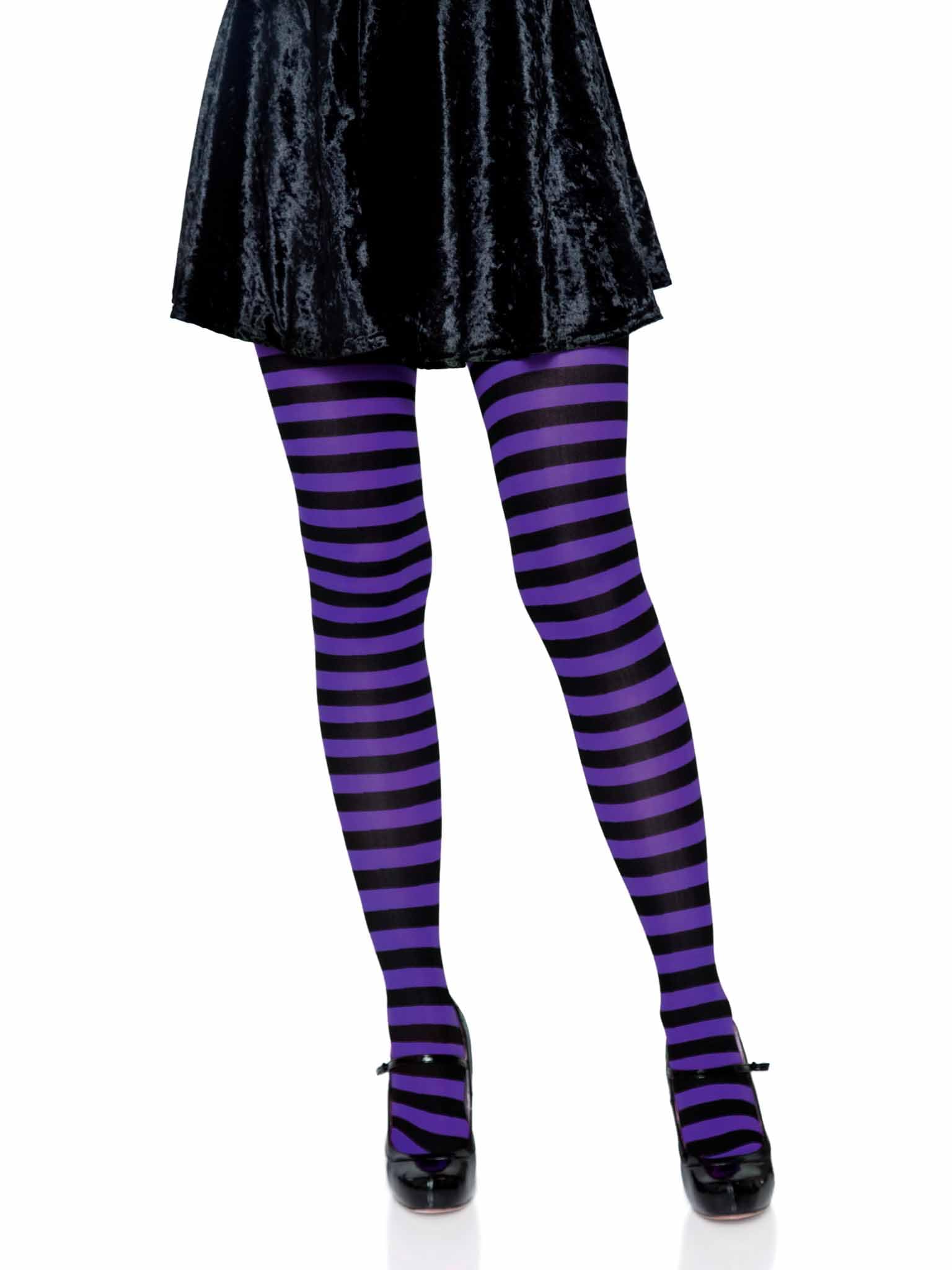 Leg Avenue Women Stripe + costume hosiery, Black, Women 16-18 UK