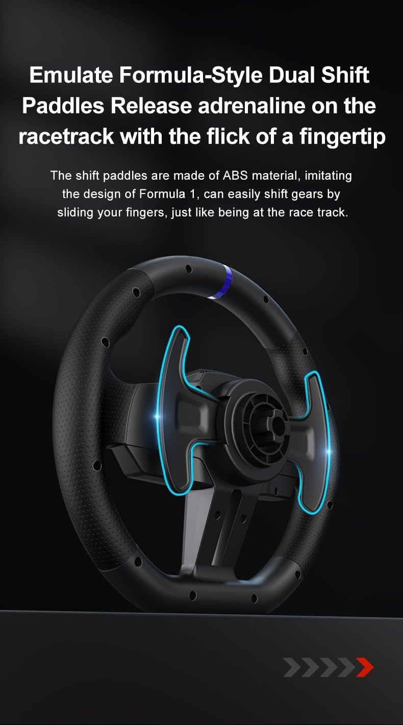 Coverzone Direksiyon Seti – 900° Dönüş, Çift Motorlu Titreşim, 16-Bit Manyetik Encoder, Rgb Işıklı Geri Bildirim, Hall Sensörlü Metal Pedal, Pc Ps4 Xbox Uyumlu Gerçek Sürüş Deneyimi Pxn V900 Gen2