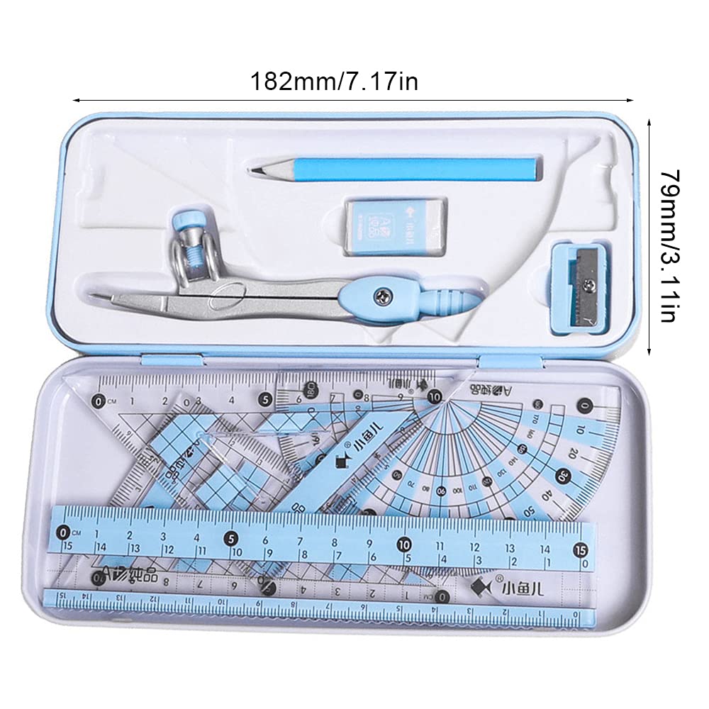 Compasso Scuola Media Set Con Compasso, 10 Pezzi Geometry E Bussola Set Di Scuola Set Di Righelli - Foto 2