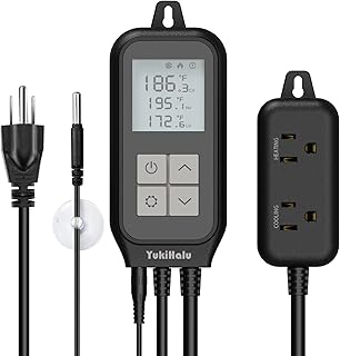 Smart Digital Temperature Controller, 2 Smart Electrical Outlets with Heating and Cooling Modes, for Homebrew Fermentation Breeding Incubation Greenhouse, Reptile and Aquarium