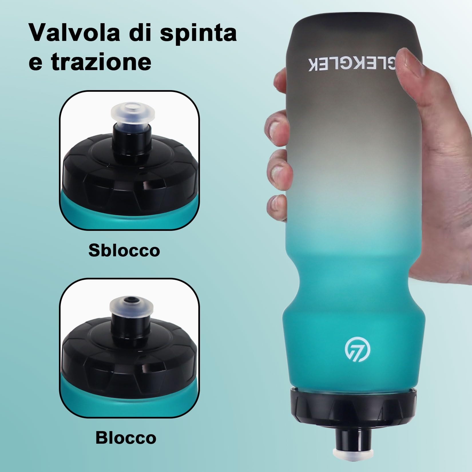 Borraccia Palestra 750ml, Senza BPA, A Prova di Perdite Borraccia Acqua, per Esercizio Fisico, Escursioni, Ciclismo (Nero Bianco/Verde Nero)