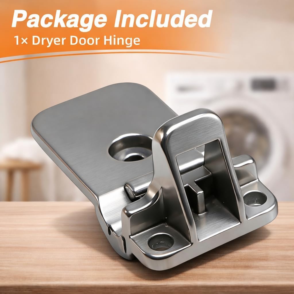 Stainless Steel Dryer Door Hinge Heavy Duty Clothes Dryer Door Hinge Latch Compatible with LG Kenmore Elite Replace#: MEF62782201