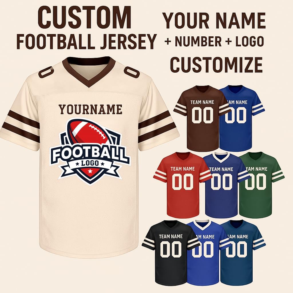 Custom Football Jersey Personalized Uniform Team Name Number Logo Sports Shirts Fans Gift for Men Women Youth - Image 4