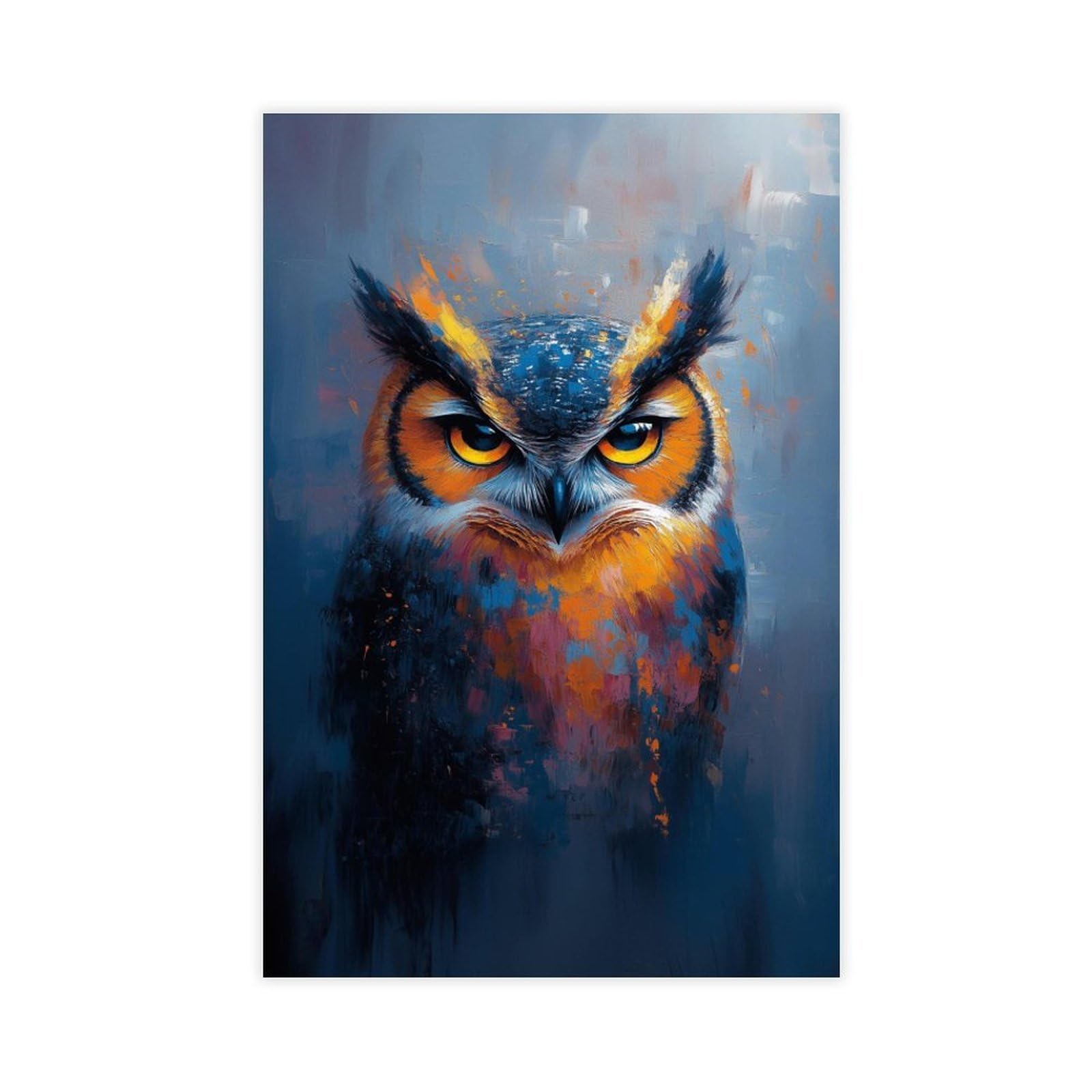 Qnvjqkdsi Unframe Abstract Owl Portrait, Colorful Wildlife Art Canvas Poster Bedroom Decor Landscape Office Room Decor Gift 12" L X 18" W