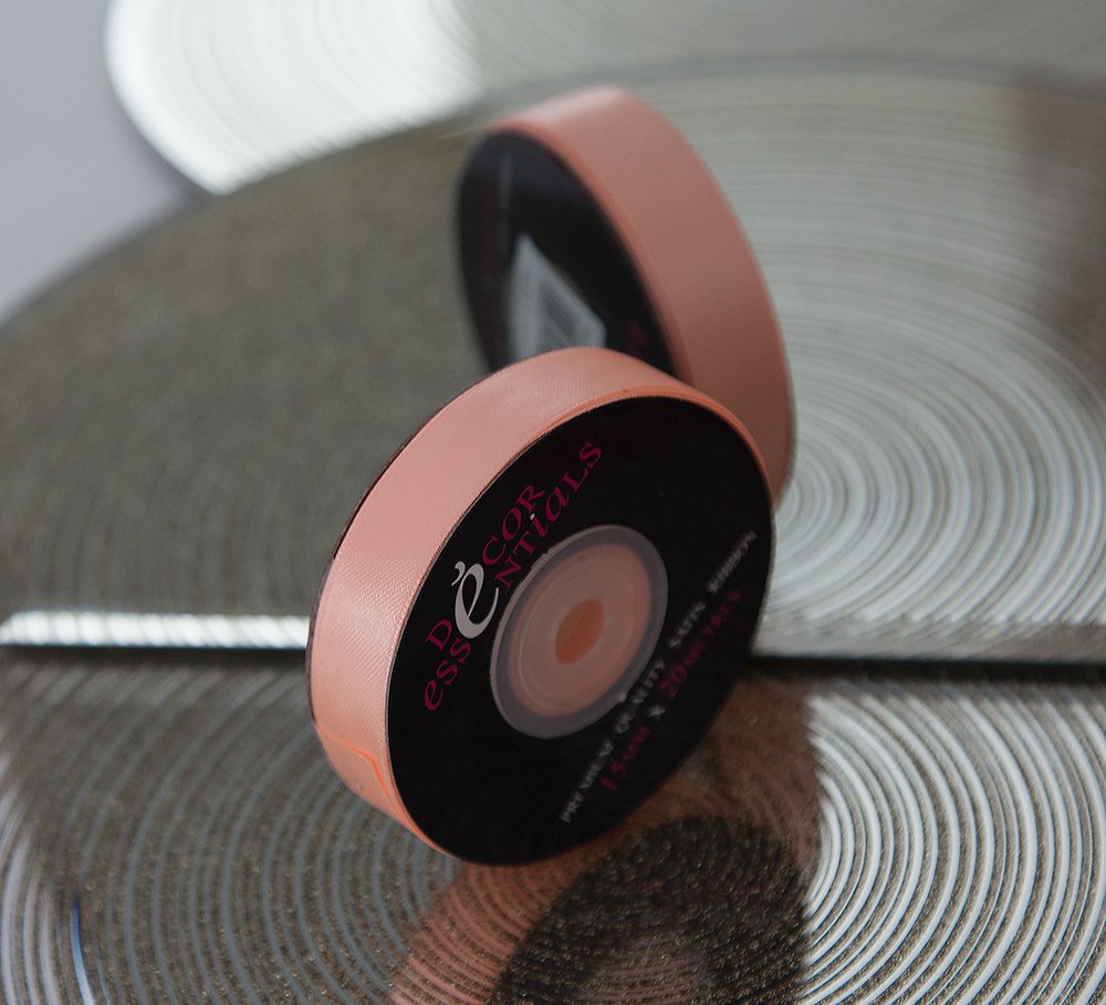 Decor Essentials Peach Double Faced Satin Ribbon 10Mm X 20 M Craft Stationery Florist (Peach)