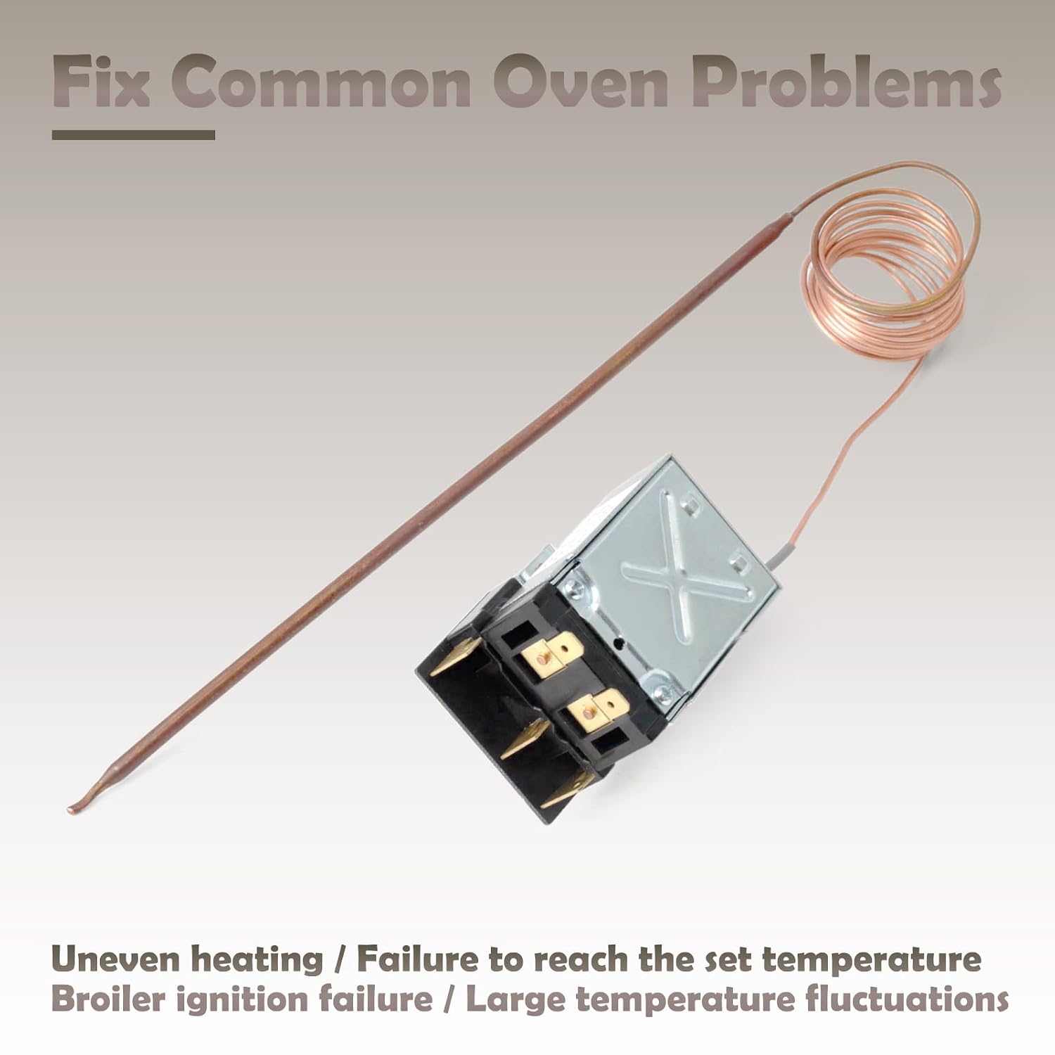 KKTB-18-48 Oven Thermostat 5A 120VAC Replacement for Robertshaw Stove Oven Range for Thor 07.12.0017-A0 for Awoco, Replace G36X03-030900-1 Max Temperature 599°F 48″ Capillary Tube