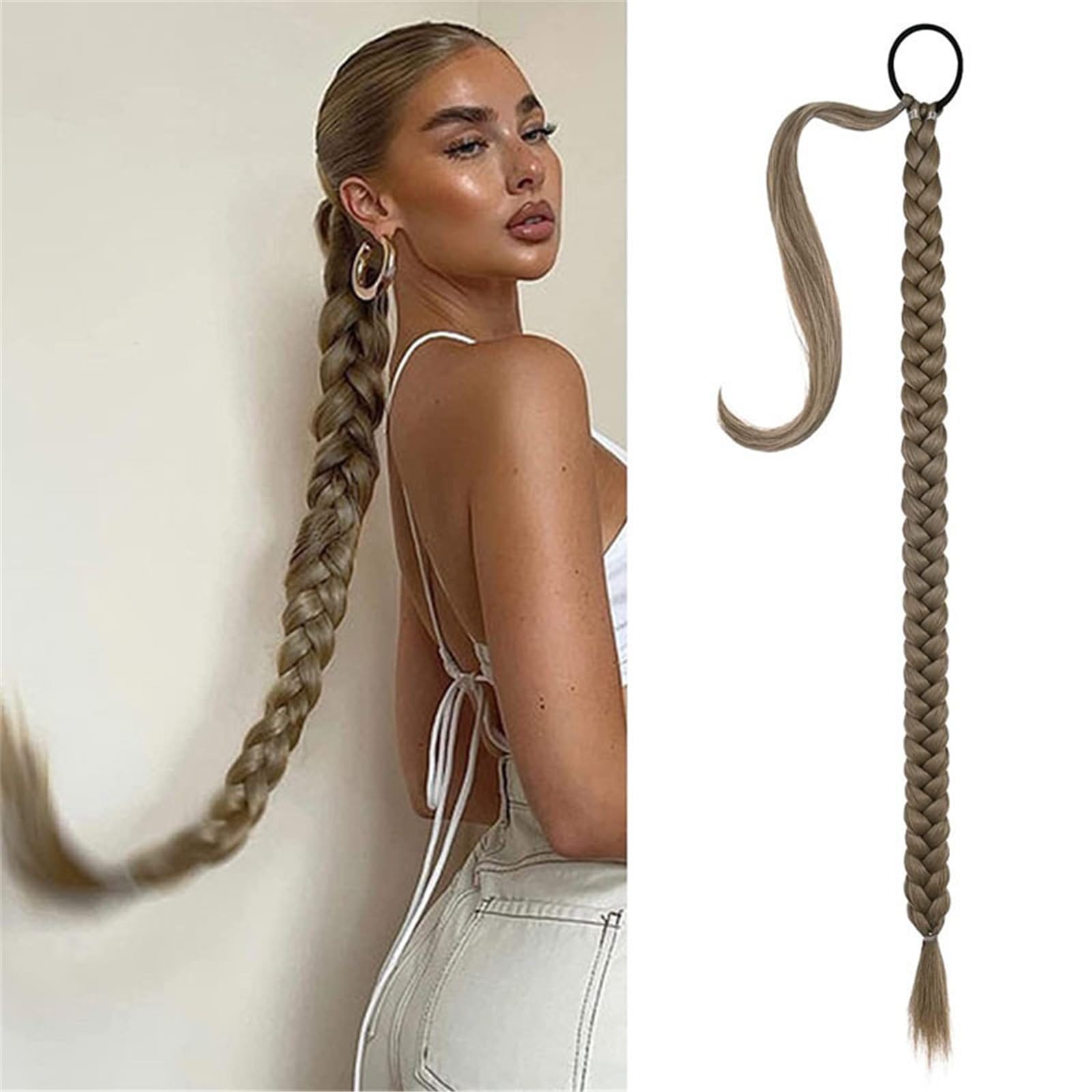 Natürlich Synthetischer Pferdeschwanz, lange, gerade Perücke, Verlängerung, 81,3 cm, Schwarz, Blond, Braun, Frisur, Haarverlängerungen Perfekt aussehend(Schwarz)