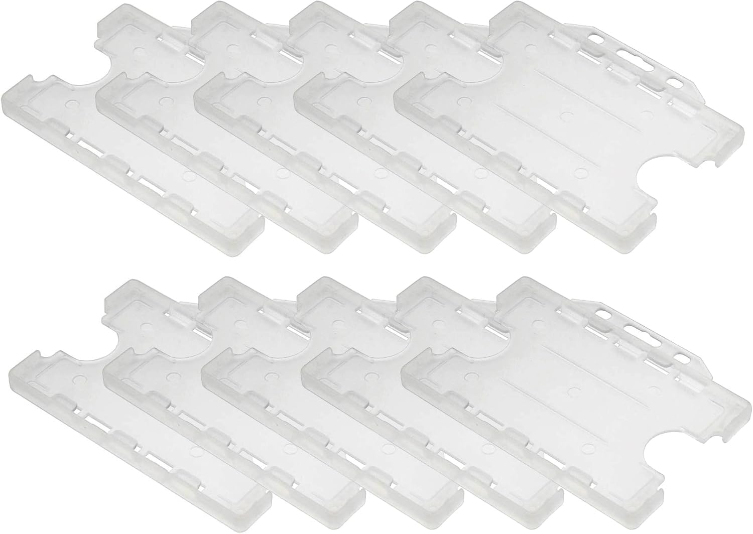 Double-Sided ID Card Holder - Secure, Clear Plastic for 2 Credit-Sized Cards (85mm x 54mm) - Durable, Lightweight for Work, School, Events- ID Card Holder for Lanyard (Clear,Pack of 10)