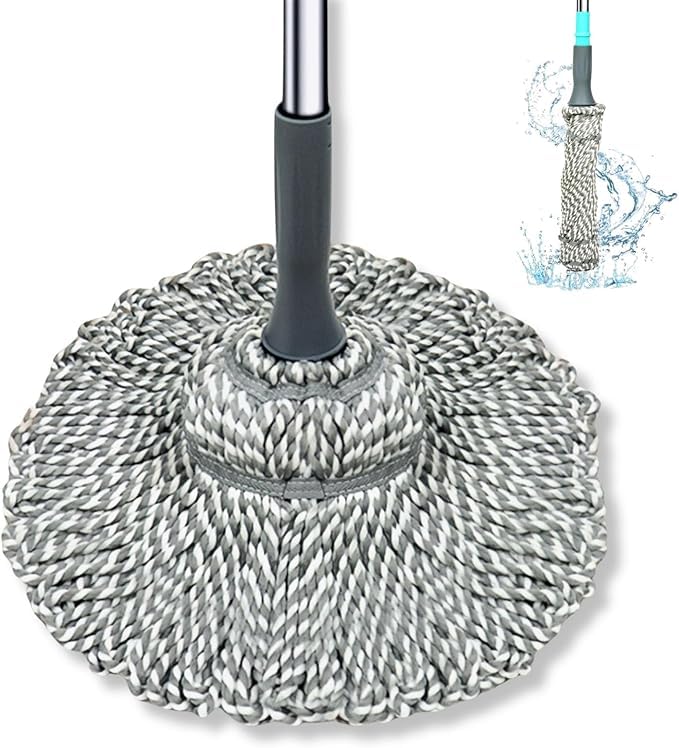 VPGS Self-Wringing Twist Mops for Floor Cleaning, 360 Degree Spin Round Self Wringing Wall Cleaning Mop, Microfibre Flat Mop Wet & Dry for Bathroom Floor Wall, Detachable (B0DGGQPJ71) Amazon Price History, Amazon Price Tracker