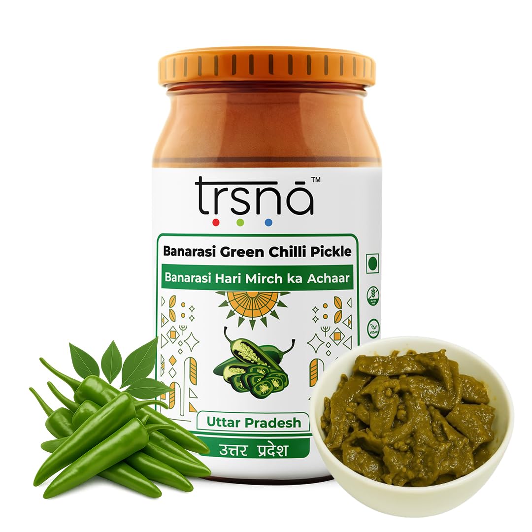 Trsna Banarasi Green Chilli Pickle 350 Grams | Banarasi Hari Mirch ka Achaar | Spicy & Tangy Flavour | Traditional UP Style Green Chilli Pickle | Premium Gourmet Achaar Made in Uttar Pradesh-image-27