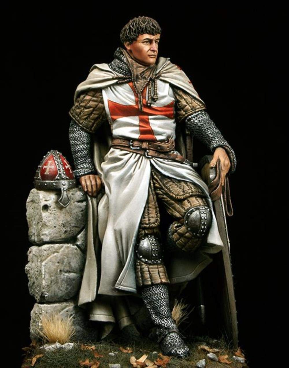 XINGCHANG 1/24 75 mm Rycerz Livoński z podstawą Zabawka z żywicy Miniaturowy model Demontaż Zestaw Niemalowany
