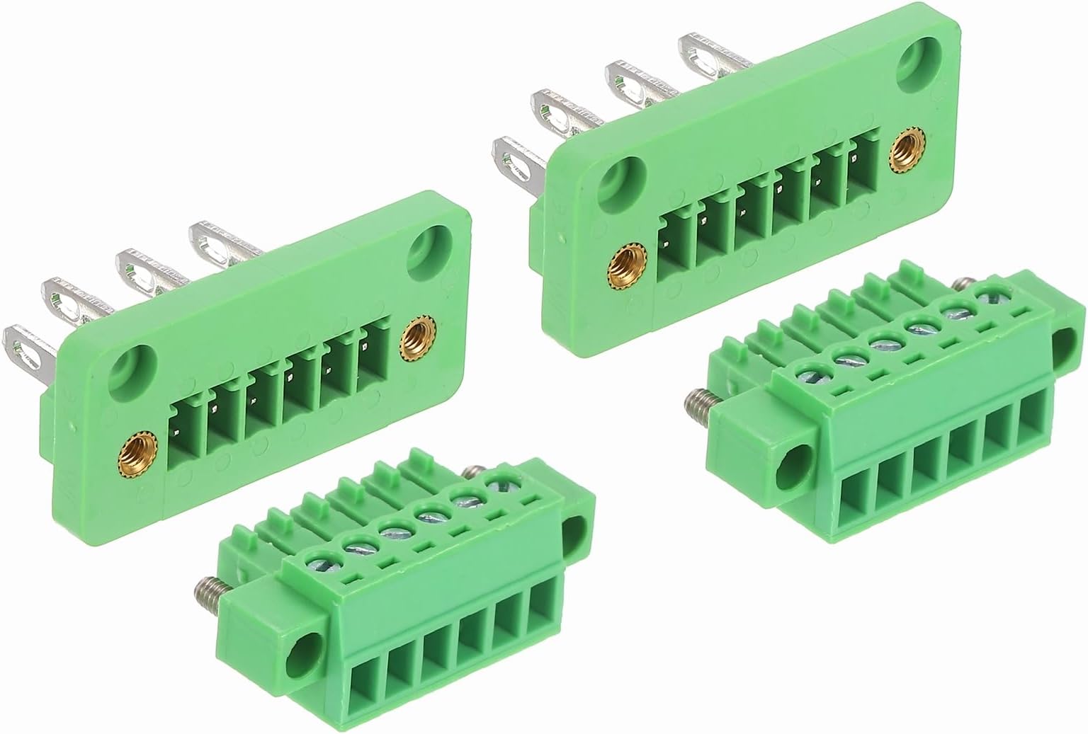 sourcing map 2Set 6-Pin 3.5mm Pitch Pluggable Screw Terminal Block Connectors, PA66 300V 8A Through-Wall PCB Terminal Connectors 26-14AWG Cable for DIY Electronics Automation Power Modules