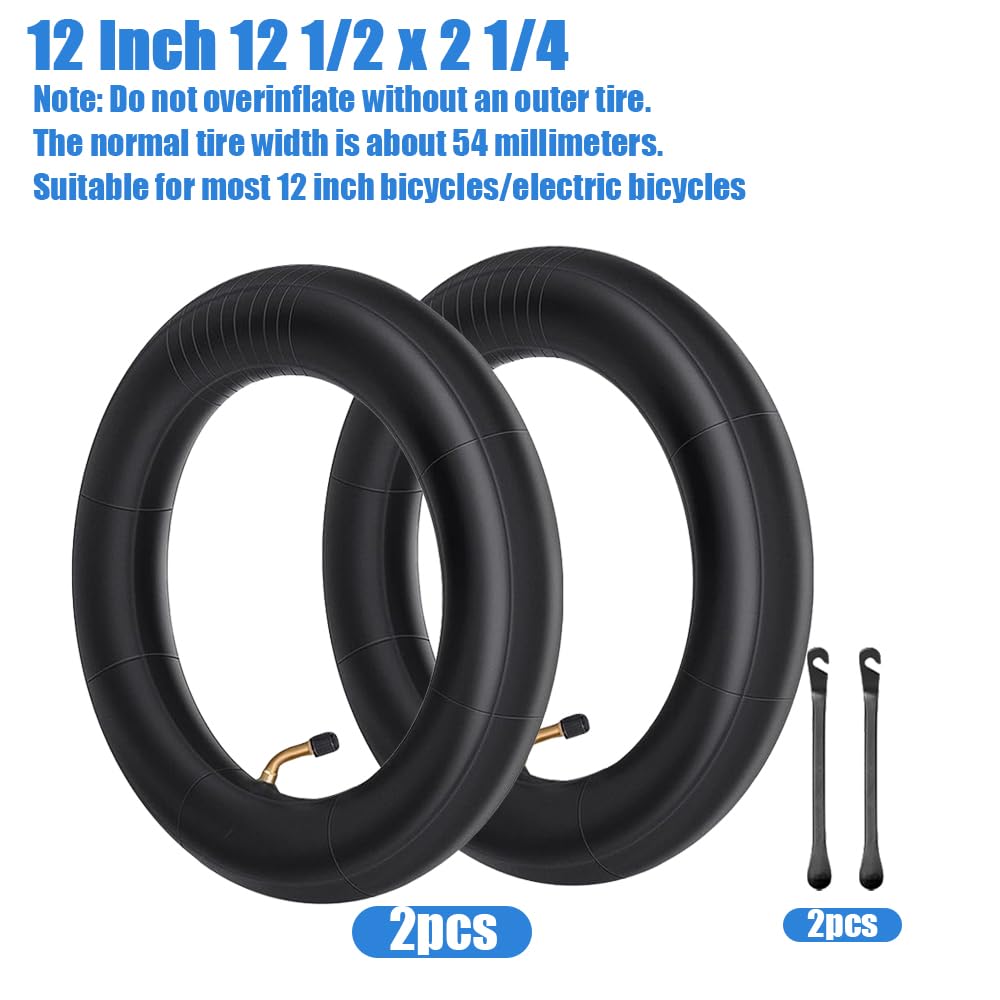 2 tubi per passeggino da 12 pollici, 12 1/2" x 2 1/4", tubo interno per bicicletta con valvola angolare 45°, inclusi tubi a doppio spessore per bicicletta per bambini, pneumatici per bambini,