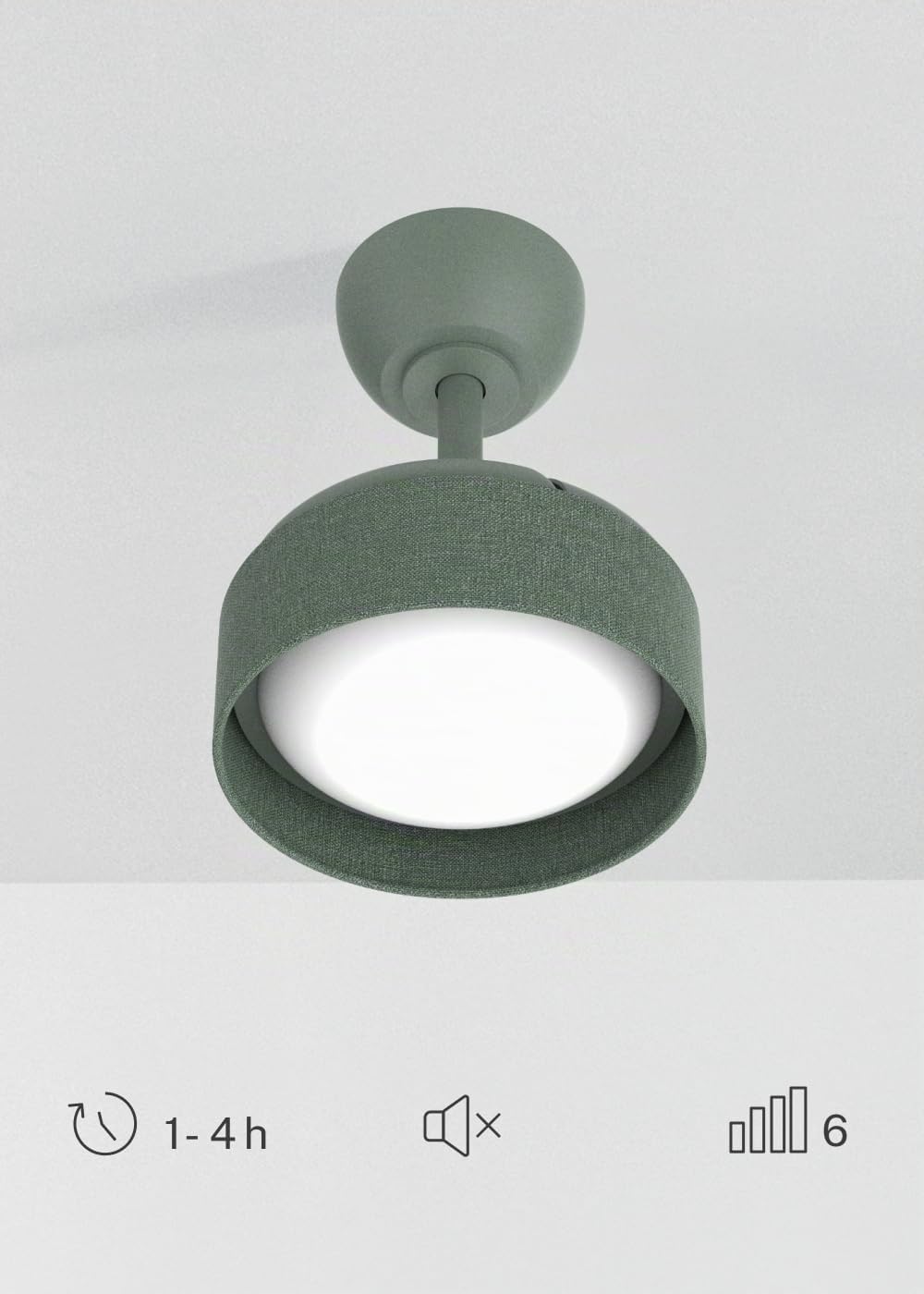 CREATE / WIND CLEAR LAMP/Ventilateur de plafond avec lumière lin vert sauge télécommande / 40W, Silencieux, Ø55 cm, pales rétractables, programmable, fonction été-hiver, LED 3 températures