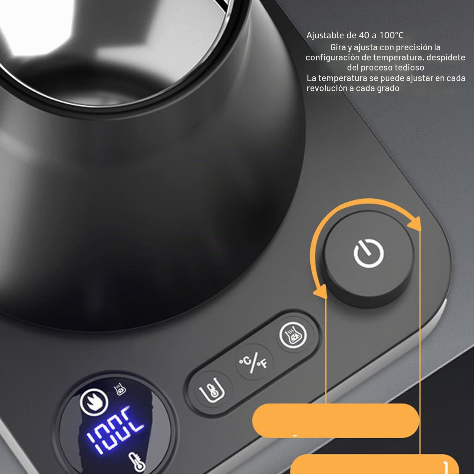Hervidor Eléctrico Cuello de Cisne 1200W - Control de Temperatura Preciso, Temporizador LCD y Diseño Ergonómico para Uso Fácil, Rápido y Seguro