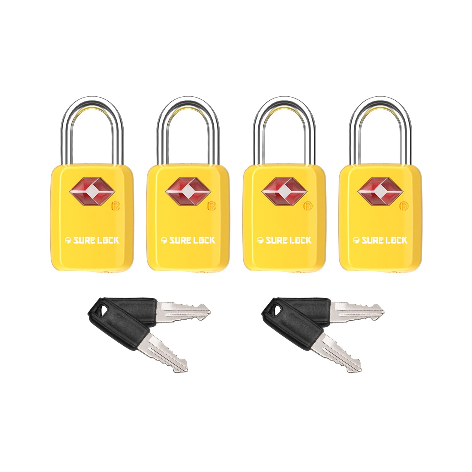SURE LOCKTSA Approved Luggage Locks Mini Size Lock with Keys for Travel, Zinc Alloy Body with Steel Shackle, Key Alike, Key Alike in The Same Package