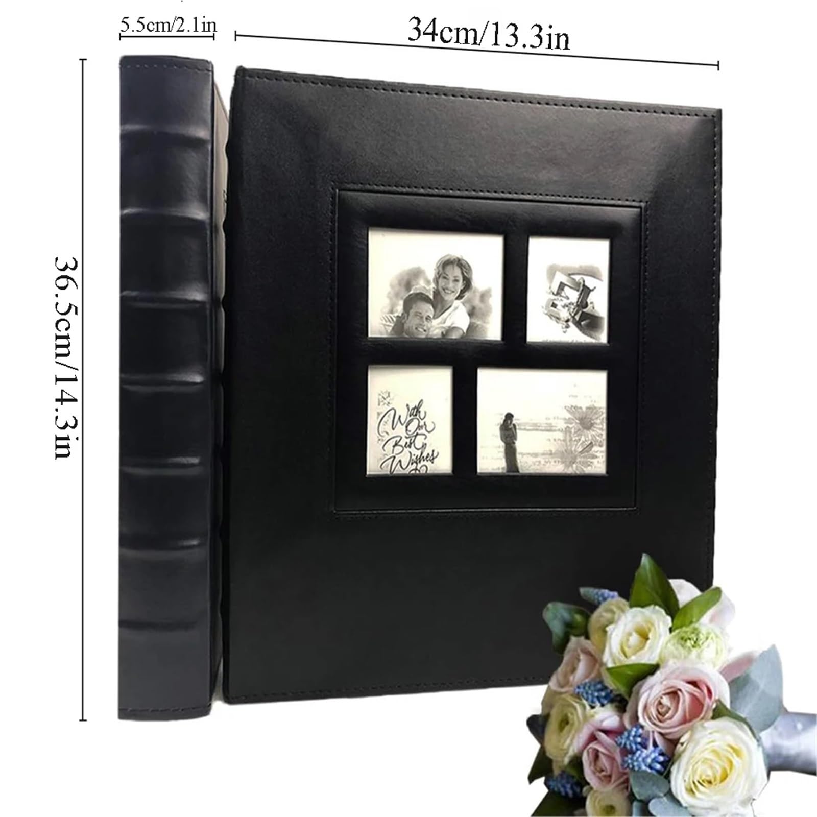 Álbum de fotos con 500 bolsillos, capacidad extra grande, álbumes familiares for bodas, for horizontales y verticales 4 x 6 pulgadas para Viajes en Familia(Brown)