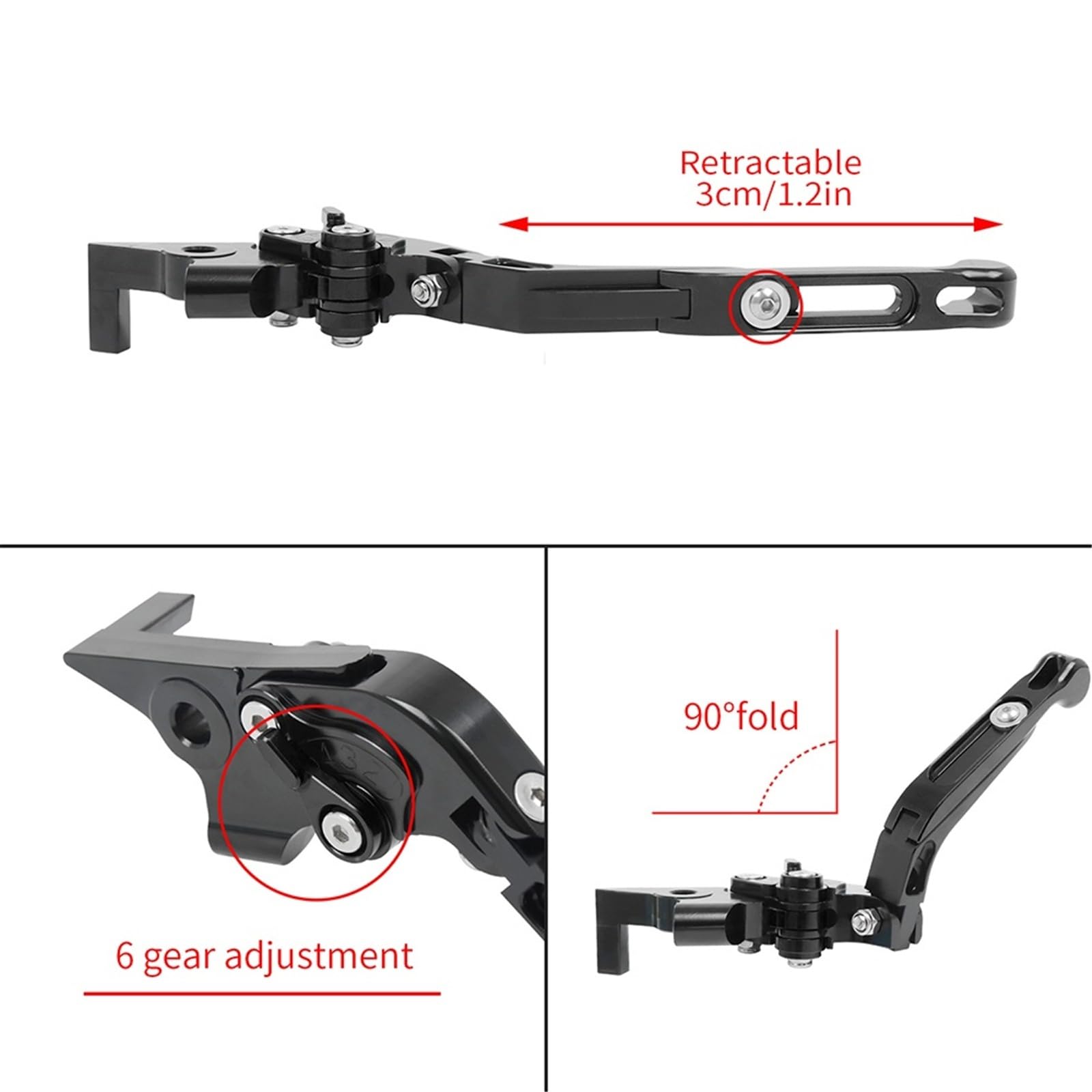 Generico Accessori for Moto CNC Leve Freno Frizione Pieghevoli Regolabili Manubrio Estensibile Compatibile con Yamaha FZ6 FZ 6 FAZER 2004-2010