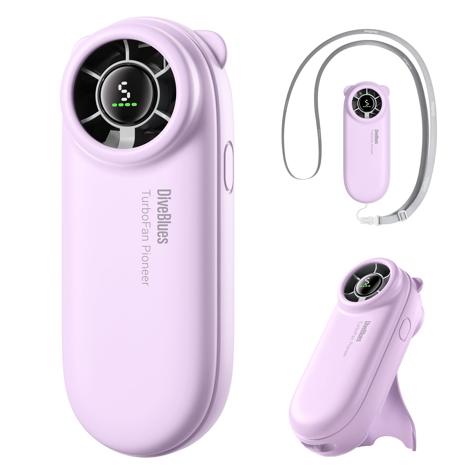 Diveblues TurboBear Mini Turbo Ventilatore, 8,8m/s Raffreddamento Veloce, 86,5g Ultraleggero, 5 Velocità, Batteria 2000mAh Ricaricabile, Compatto per Viaggi, Festival & Outdoor
