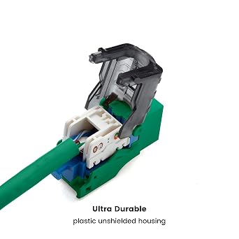 TRUE CABLE Cat5e Toolless Keystone Jack, Unshielded (UTP), PoE++ (4PPoE) 100W, UL Listed, ETL Verified, ANSI/TIA Certified, Modular RJ45 Female, Green, 2 Pack