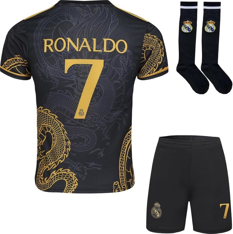 Ronaldo socks: RAWDEM — Madrid #7 Dragon Special Limited Edition Football Soccer Jersey/Shorts Socks Gift Set for Children…