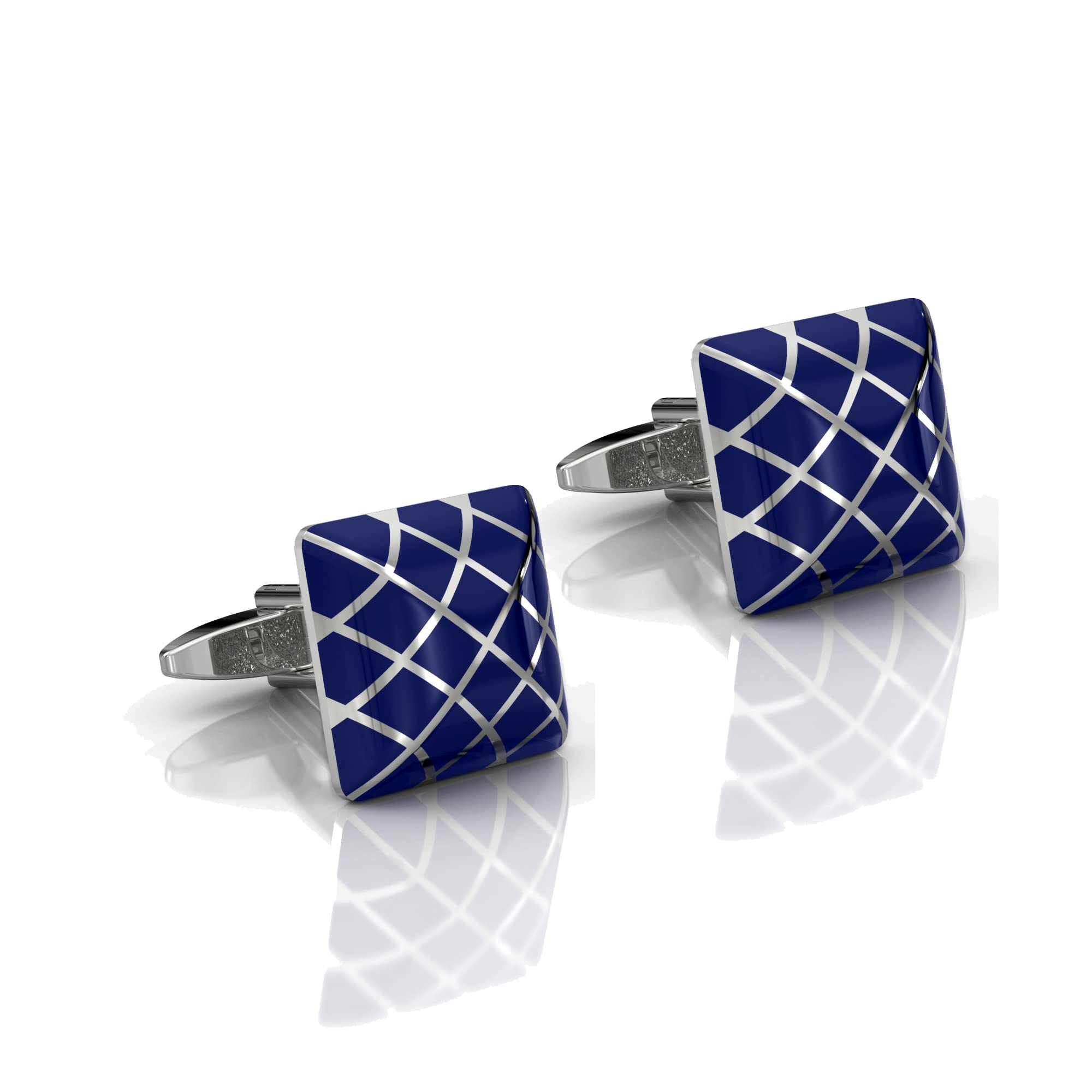 DUVERNET Gemelli di Lusso Blu Reale per Uomo - Affari - Abito - Class & Chic per Matrimonio - Idea Regalo Gemelli per Camicia - Cura (4X Stainless Steel)