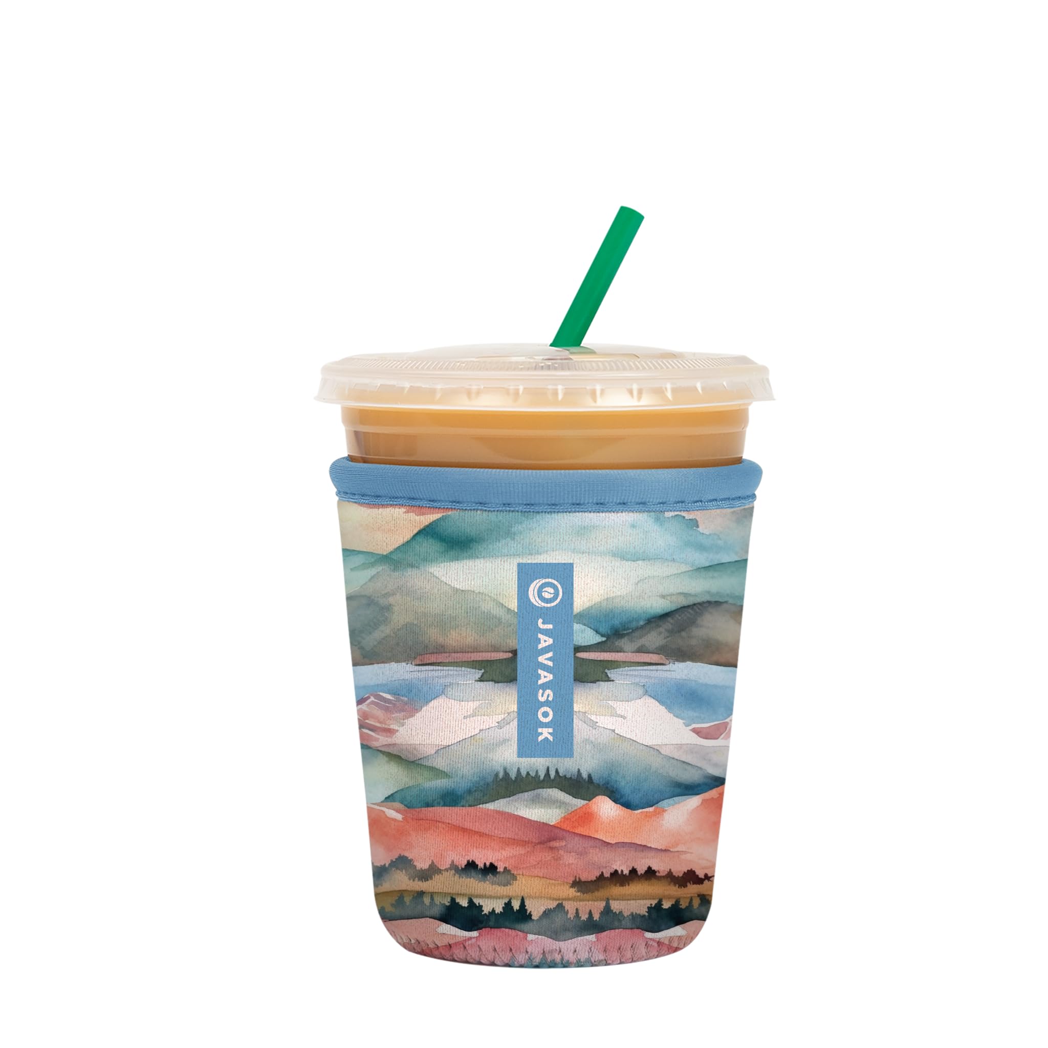 Sok It JavaSok Iced Coffee &amp; Cold Soda Insulated Neoprene Cup Sleeve (Wanderlust Wonders, Small: 16-20oz)