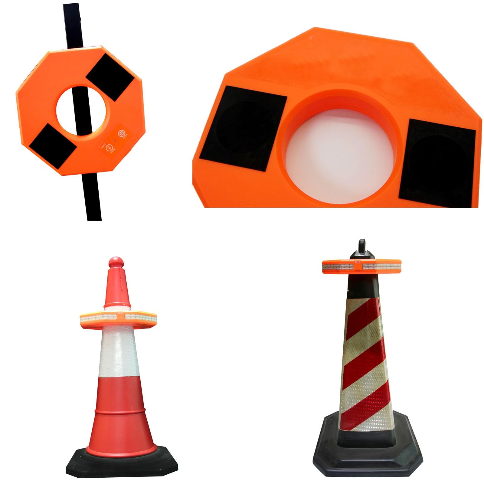 Cono Stradale Lampeggiante, Luce di Avvertimento a LED ad Alta luminosità Anello Luminoso Cono PVC barricata Cono Stradale Anello per lavori di Costruzione, Sicurezza Stradale