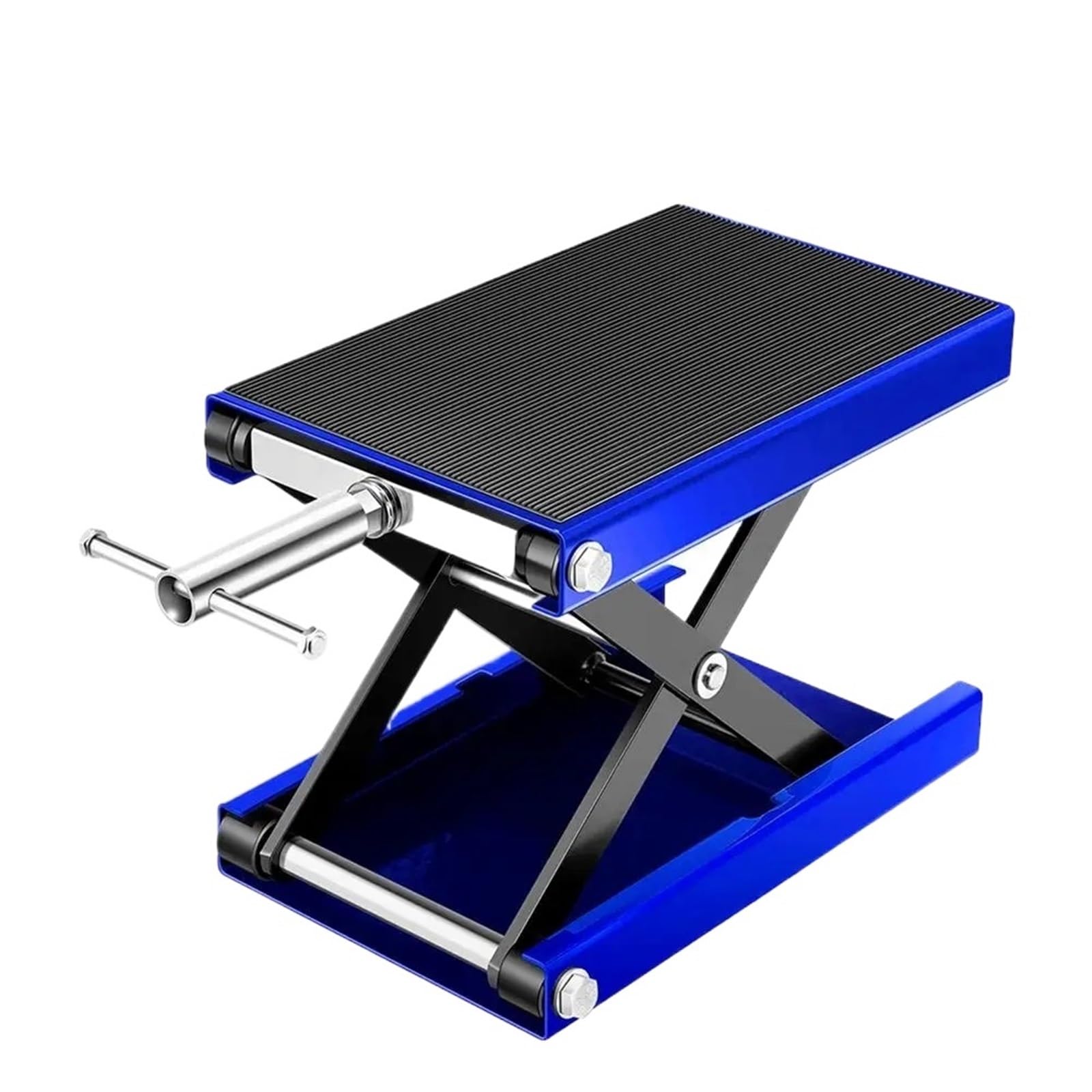 cric per auto cavalletti auto Sollevatore per moto 1100 libbre Sollevatore per riparazione moto Jack in acciaio ATV a forbice a ponte largo(Blue)