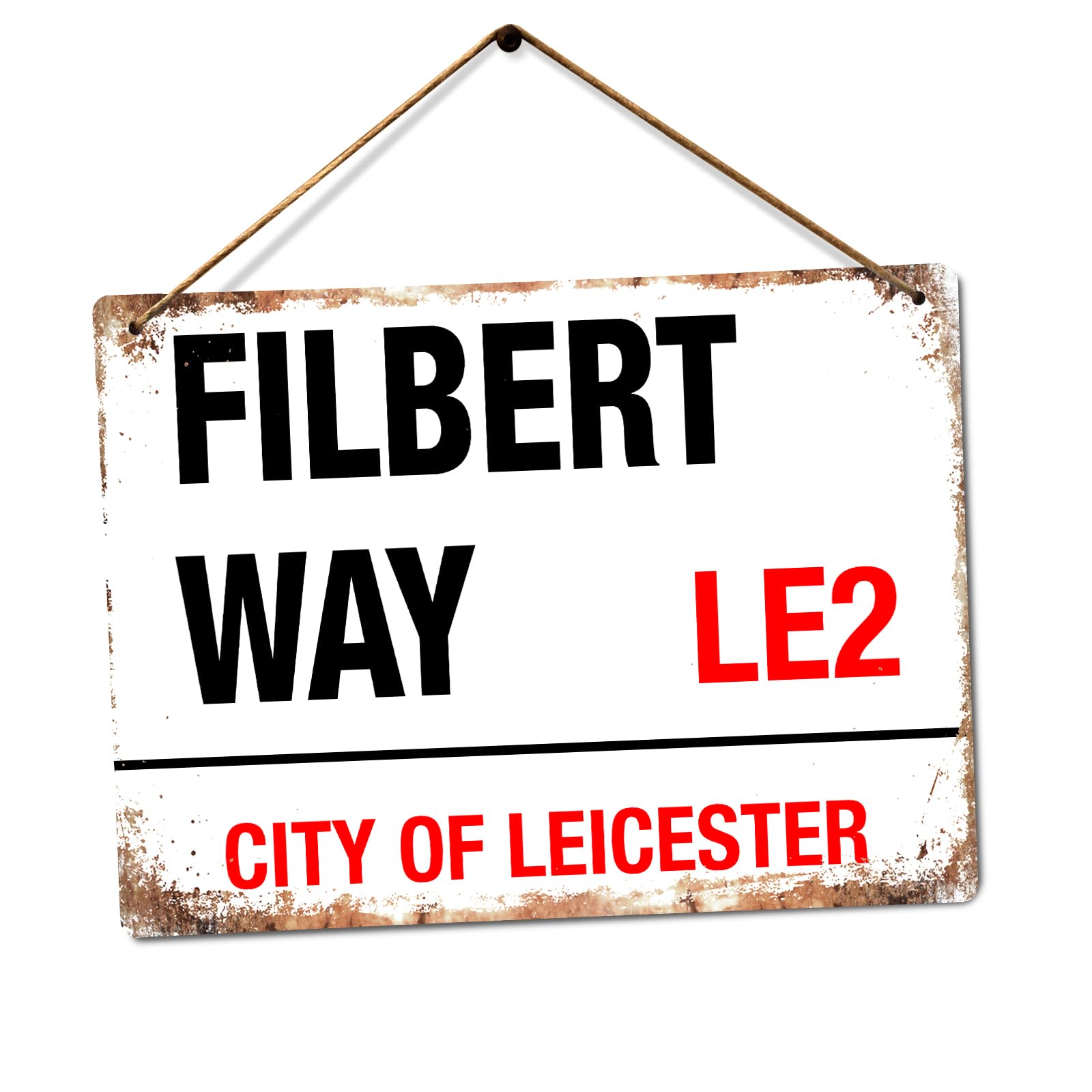 Yelacecca Filbert Way | Metal Wall Sign Plaque Art | Leicester Football Stadium City Metal Street Sign 8X12 Inches