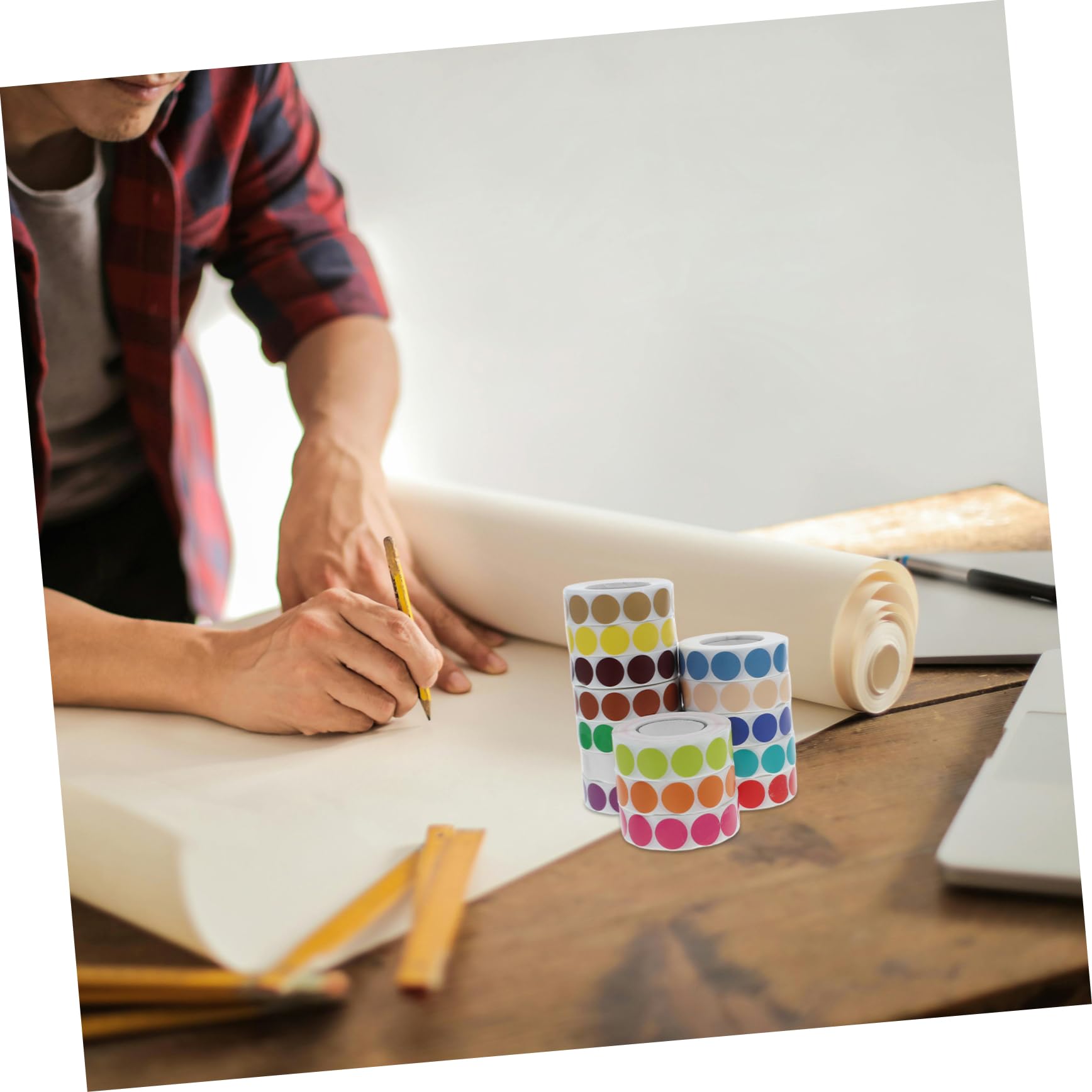 15 Gommettes Autocollantes Rondes en Papier pour Marquage Couleur Forte Adhérence, 15 Pièces Classiques pour Projets Scolaires et DIY Couleur Aléatoire