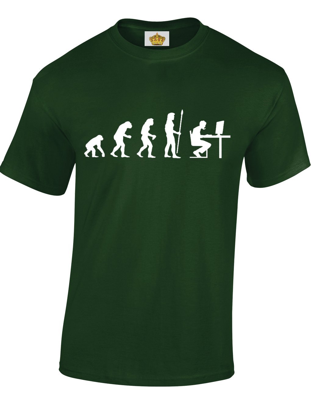 Crown Designs Men's Dark Green The Evolution Of A Pc Gamer Cool Video Game Fan For & Teenagers T-Shirts Tops - /Medium