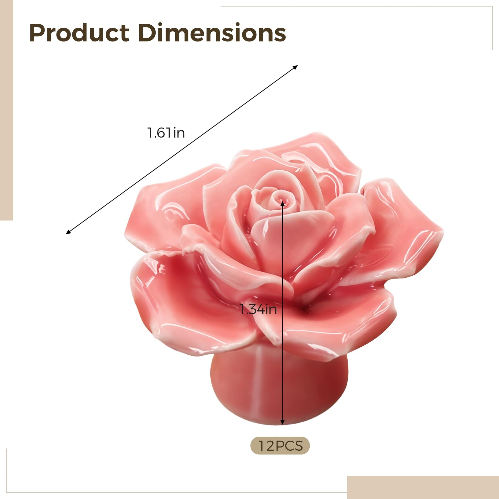 12 pomelli in ceramica per cassetti, maniglie per armadietti con design a rosa, tiranti per mobili a foro singolo, ideali per cassettiere e porte dell'armadio, facili da installare per la decorazione