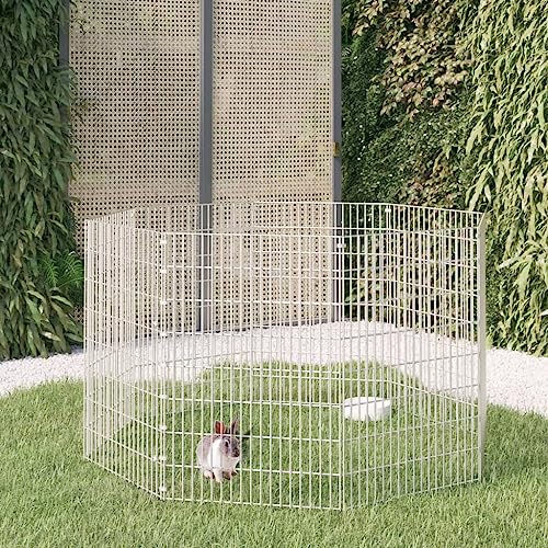 Tidyard Animal Enclosure, 8 Panels Adjustable Galvanized Iron Pet Playpen for Small Dogs Indoor Outdoor, Rabbit Guinea Pig Hamster Fence, 48 Inch Freestanding Yard Fencing Portable Metal Panel
