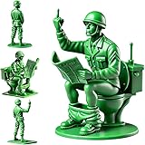 quisenti Fun & Classic Funny Green Army Men Action Figures,4Pcs Durable Resin Mini Soldier Statues for Desk Decor,Military Party Favors,Unique Gift Idea