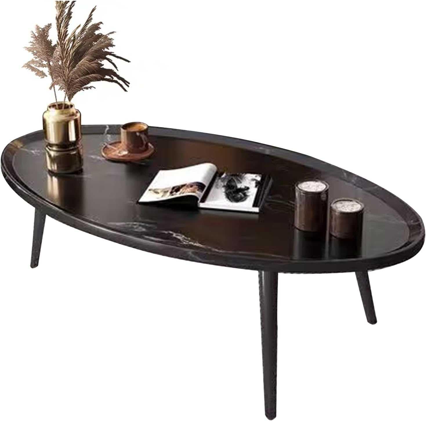 Table basse salon moderne ovale basse avec pieds solides