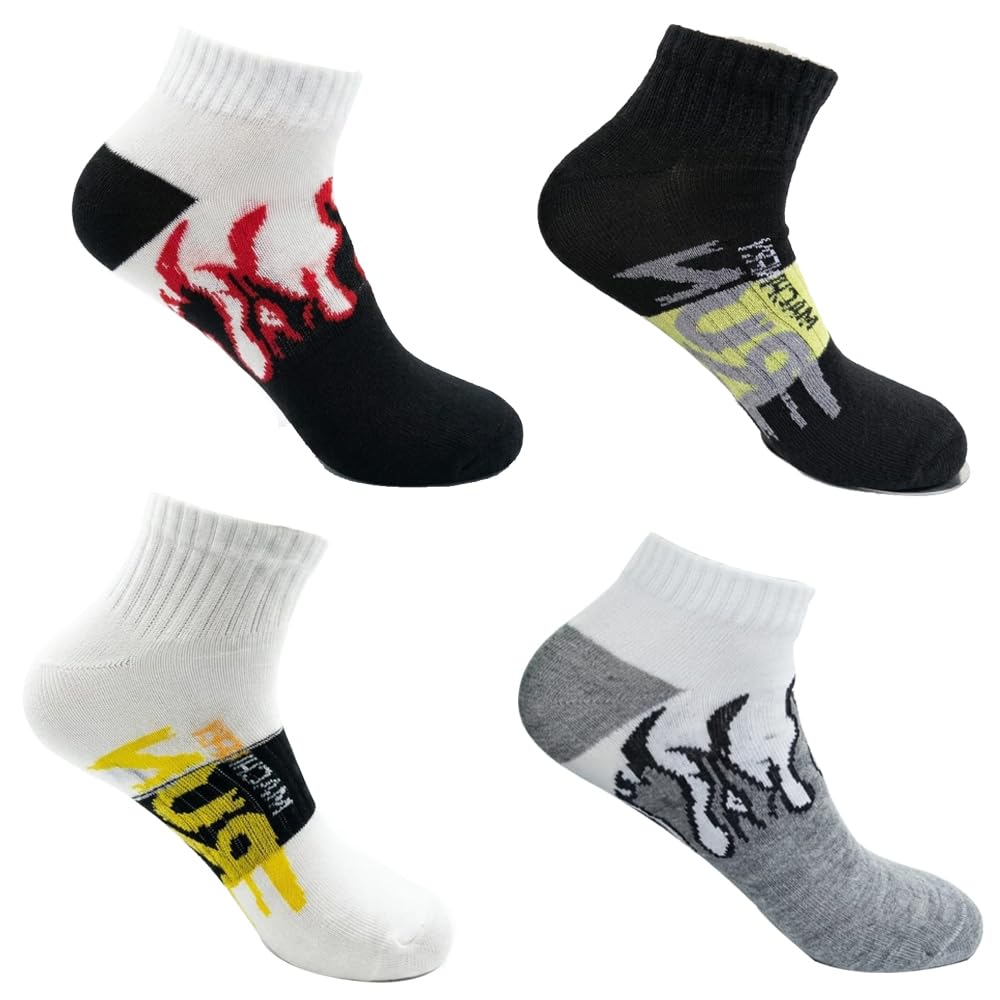 bear & beyond Unisex Ankle Socks Pack of 4 | Multicolor Graphic Designer Socks | Soft Cotton Blend | Breathable Casual Sports Socks for Men & Women | Free Size-picture-47