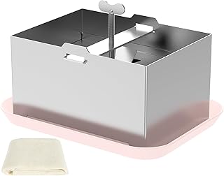 Stainless Steel Tofu Press with Presser Towel & Drip Tray – DIY Tofu Maker for Homemade Firm Tofu, Paneer & Cheese – Effor...