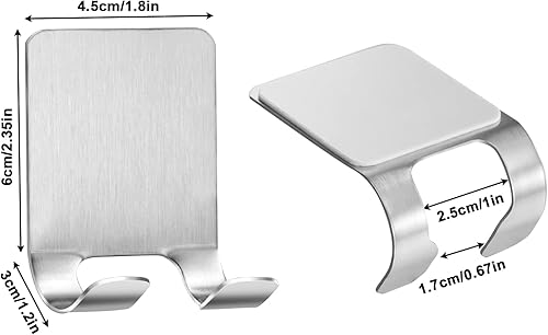 Miniatura 2 de FRIUSATE Paquete de 6 soportes para maquinilla de afeitar de pared de ducha, gancho multiusos de acero inoxidable, gancho de pared autoadhesivo para