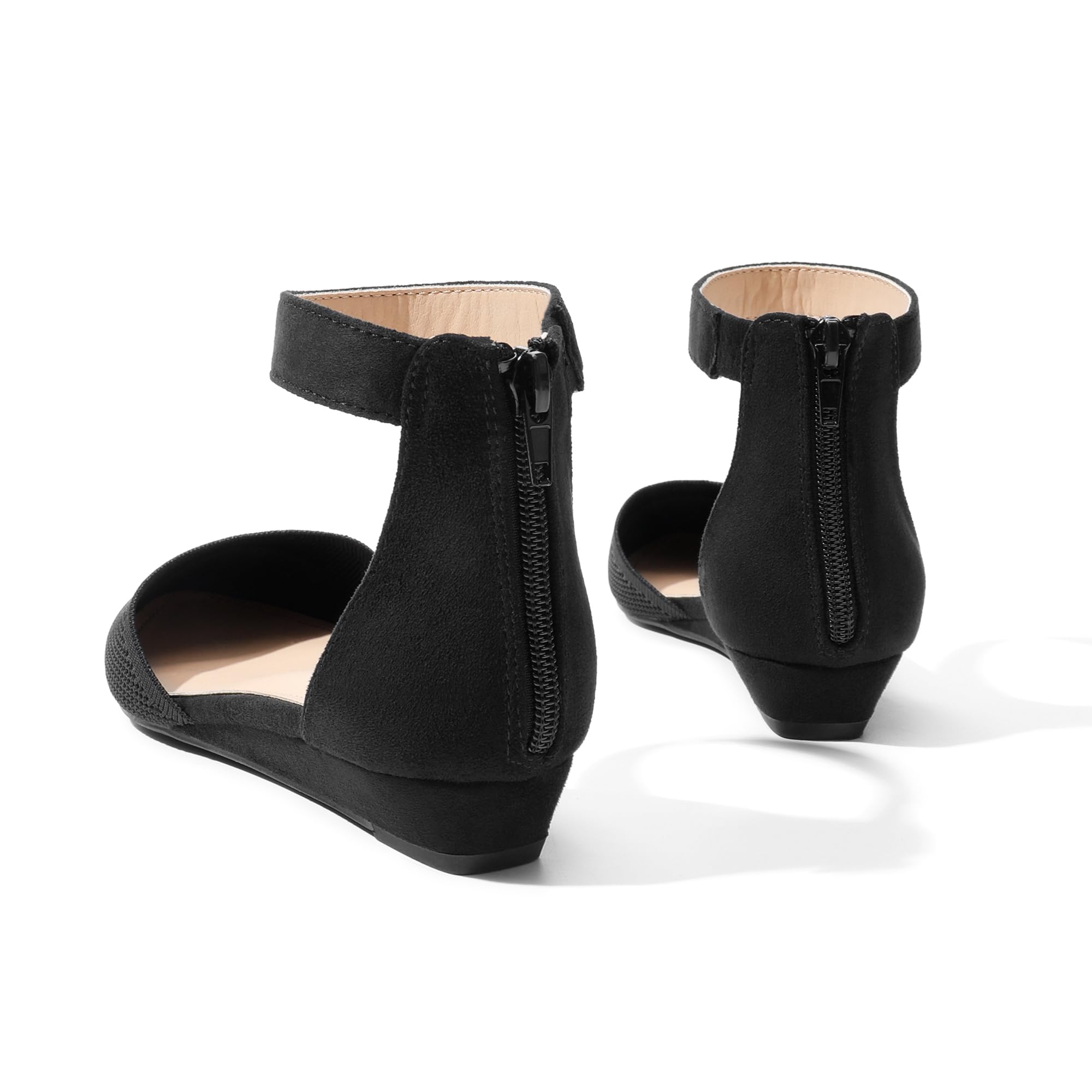 DREAM PAIRS Women's Low Wedge Round Toe Ankle Strap Dress Comfortable Casual Flats Shoes