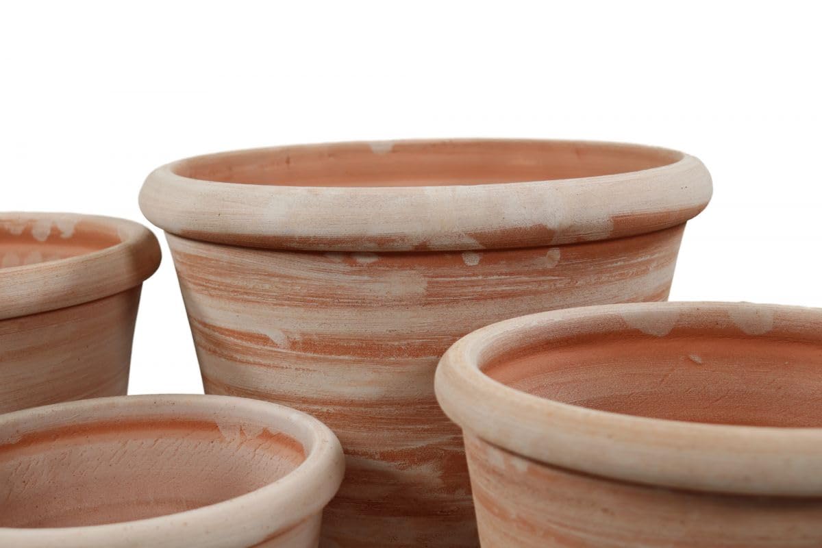 Hirsch Terracotta Vaso Caspo 40 cm Galestro Liscio D esterno 40 cm D interno 36 cm altezza 33 cm superficie 26 cm forma rotonda vaso vaso per erbe aromatiche