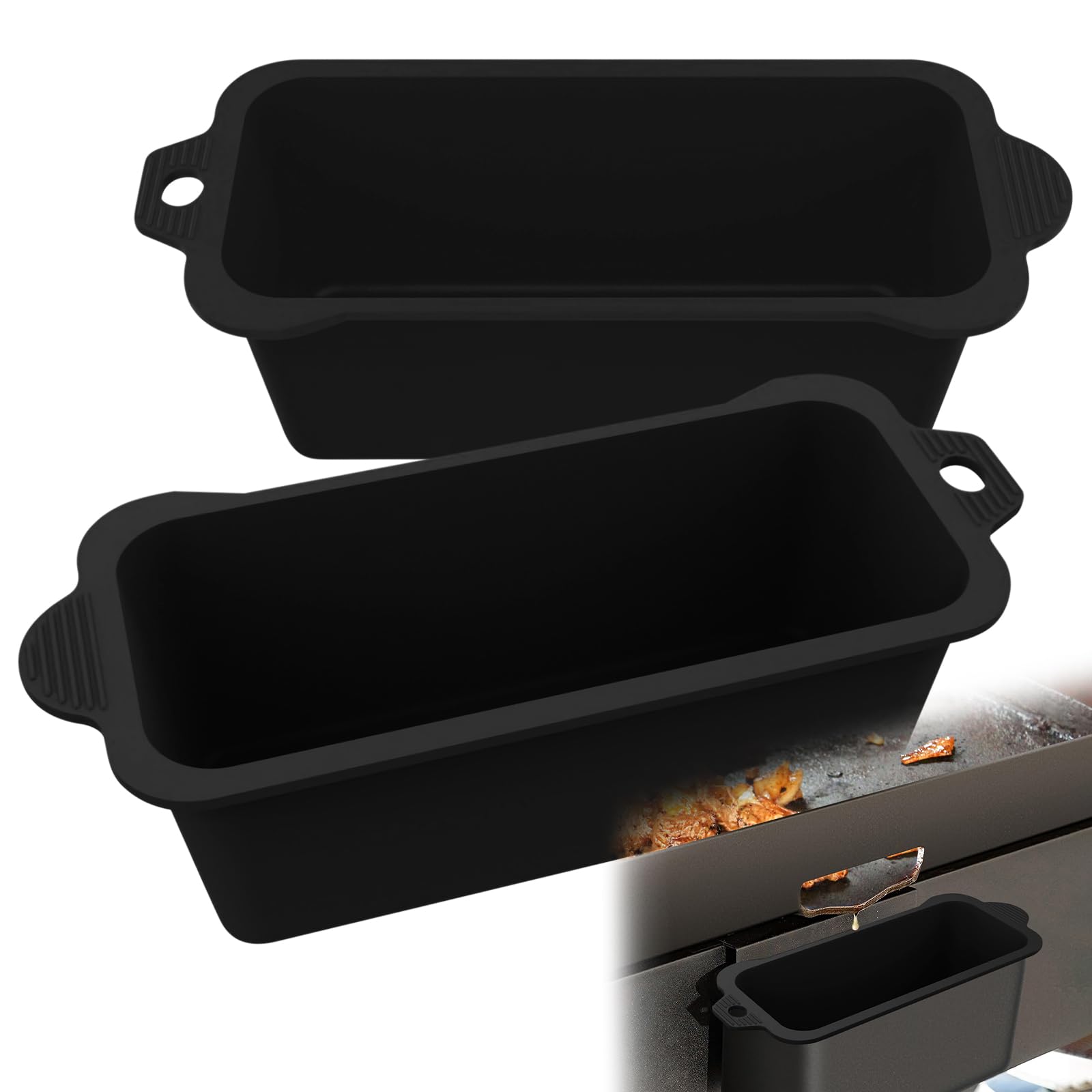 Drip Pans,Upgrade 2 Pack Reusable Silicone Grease Cup Liners for Blackstone Griddle, Grease Catcher Liner Grill Grease Tray Accessories (Black)