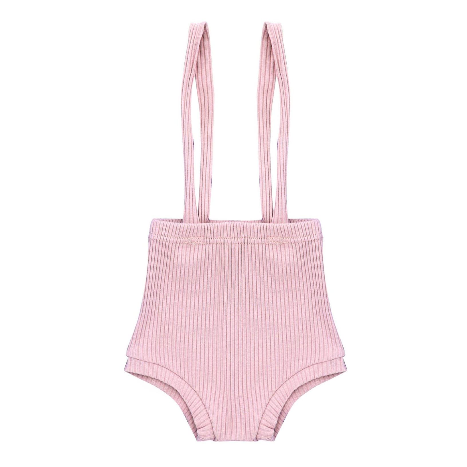 Yeahdor Unisex Baby Summer Clothes Knitted Suspender Shorts Solid Color Overall Bib Pants Pink 9-12 Months
