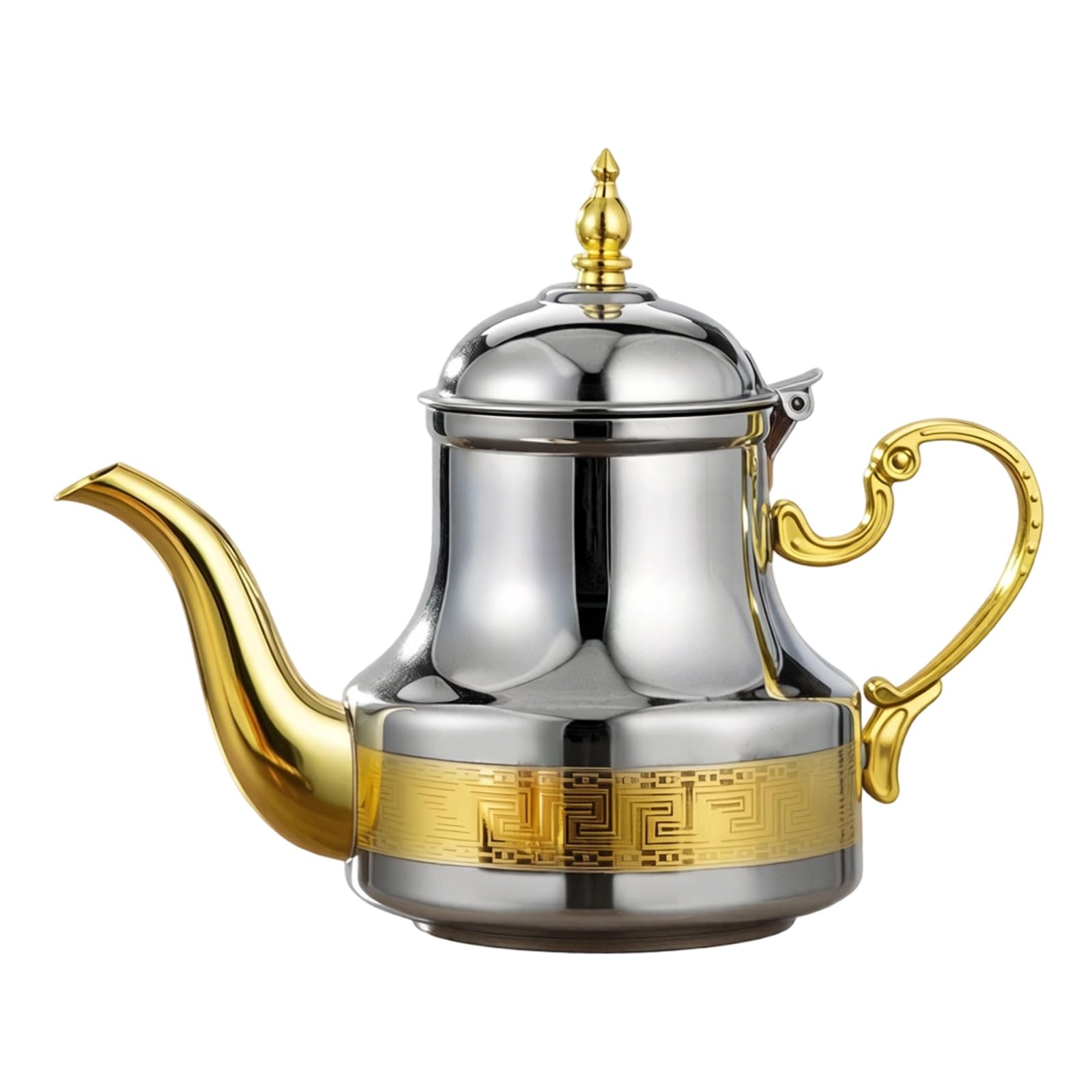 MALSSE Artistically Crafted 1.2L Stainless Steel Tea Pots for Cultural Enthusiasts Traditional Middle East Teapot